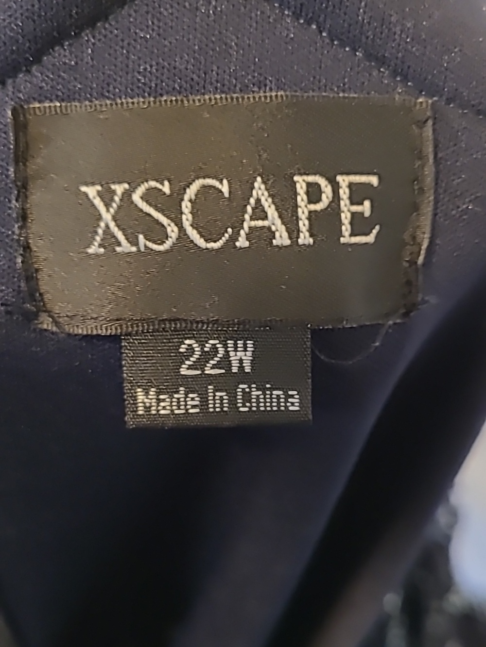 Xscape Navy Beaded Illusion Yoke Evening Gown - Picture 10 of 12